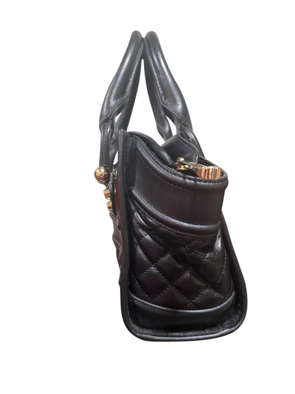 Burberry Prorsum Black Quilted Leather Satchel Gold Hardware Made in Italy - Picture 4 of 16